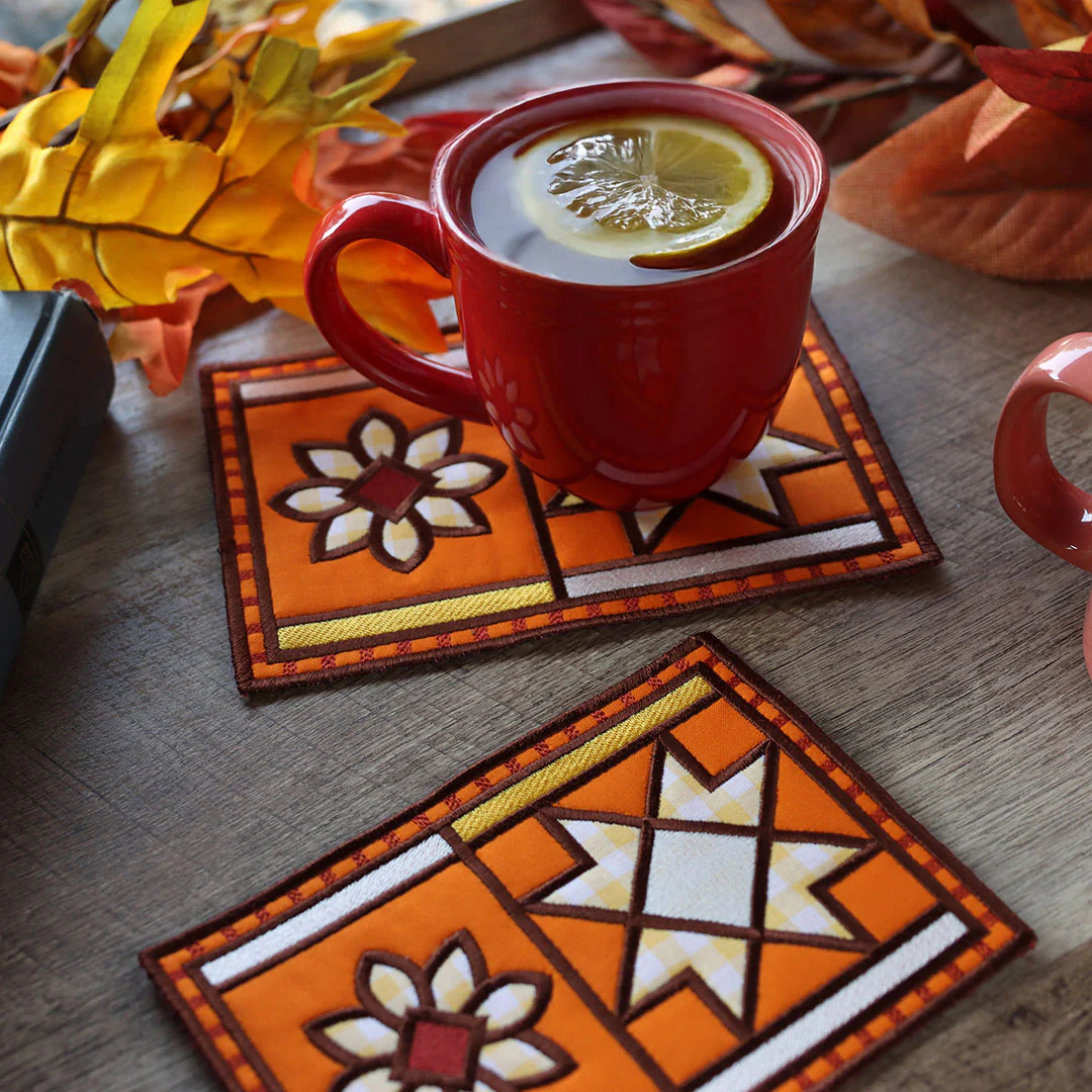 Autumn Quilt Block Mug Rug (In-the-Hoop) - Image 3
