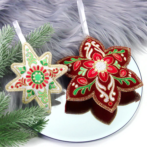 Festive Filigree Christmas Ornament - Poinsettia (In-the-Hoop) - Image 2