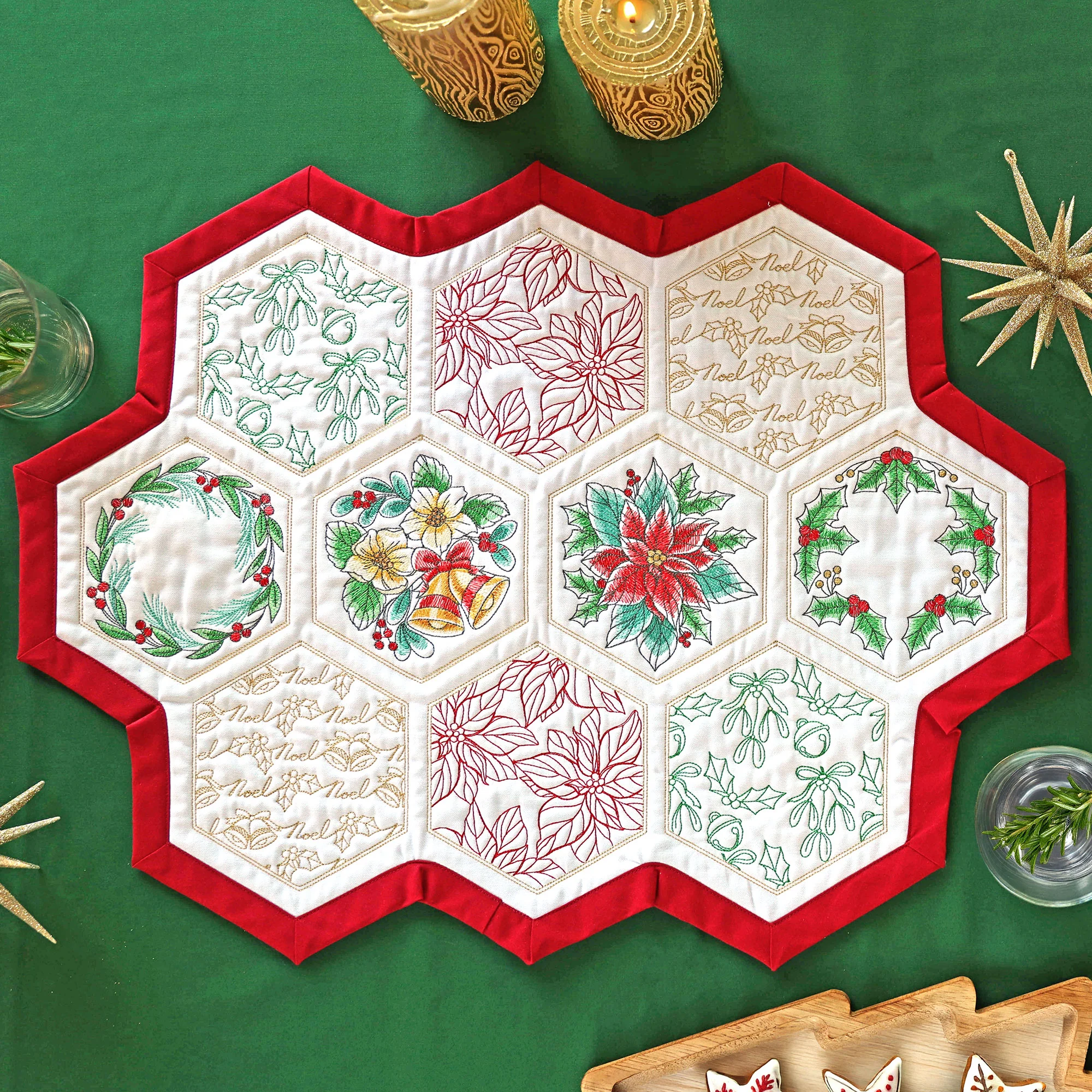 Festive Stitches Quilt Hexagon Design Pack - Image 5