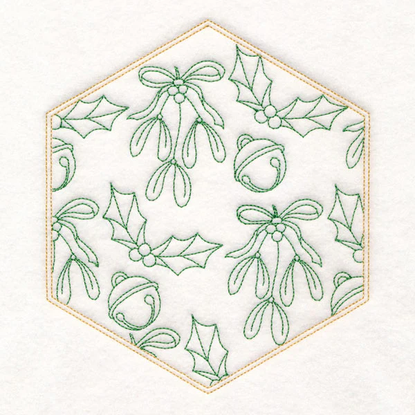 Festive Stitches Quilt Hexagon - Mistletoe - Image 2