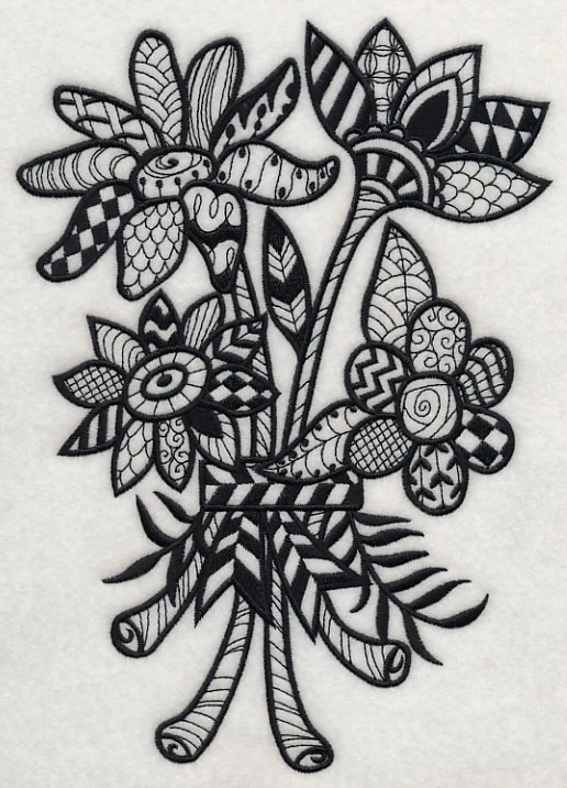 Flowers and Leaves (Blackwork) - Image 4