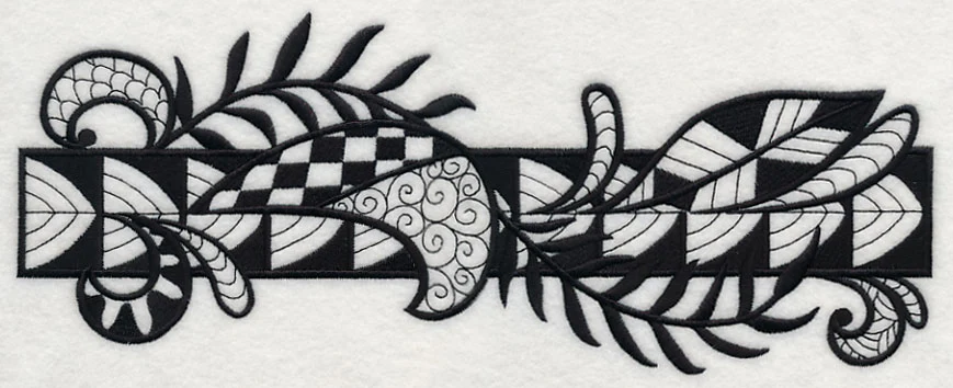 Flowers and Leaves Border (Blackwork) - Image 6