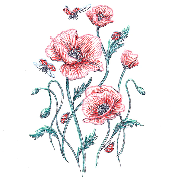 Garden Delights - Poppies & Ladybugs - Image 5