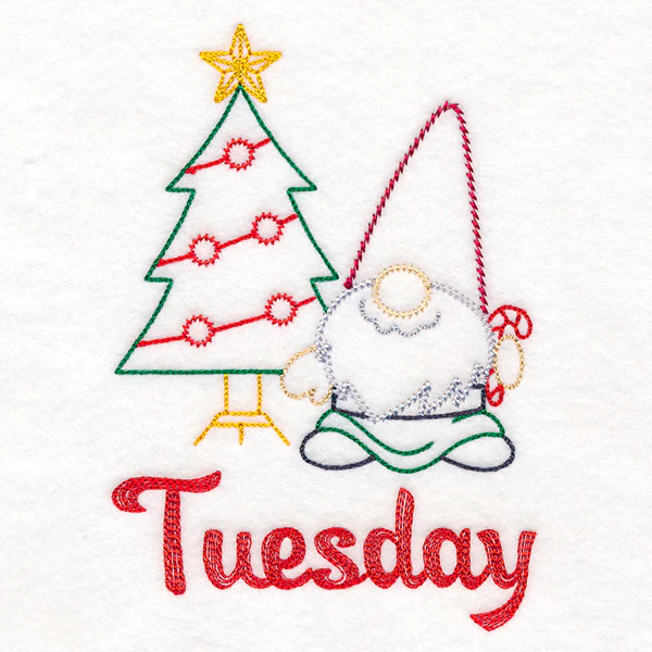 Gnome with Christmas Tree on Tuesday (Vintage)