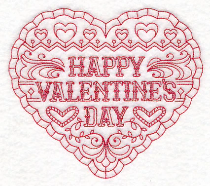 Happy Valentine's Day (Redwork) - Image 3