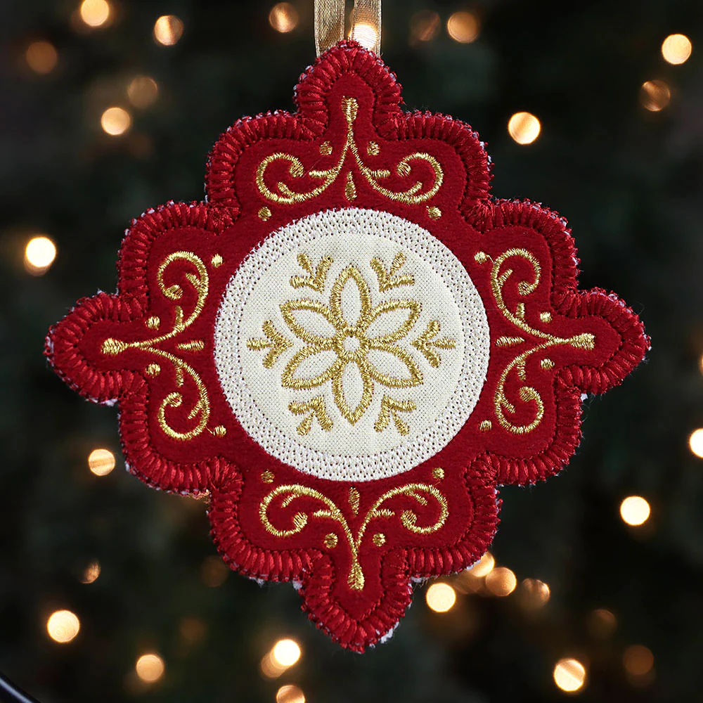 Heirloom Applique Christmas Diamond Ornament (In-the-Hoop) - Image 2