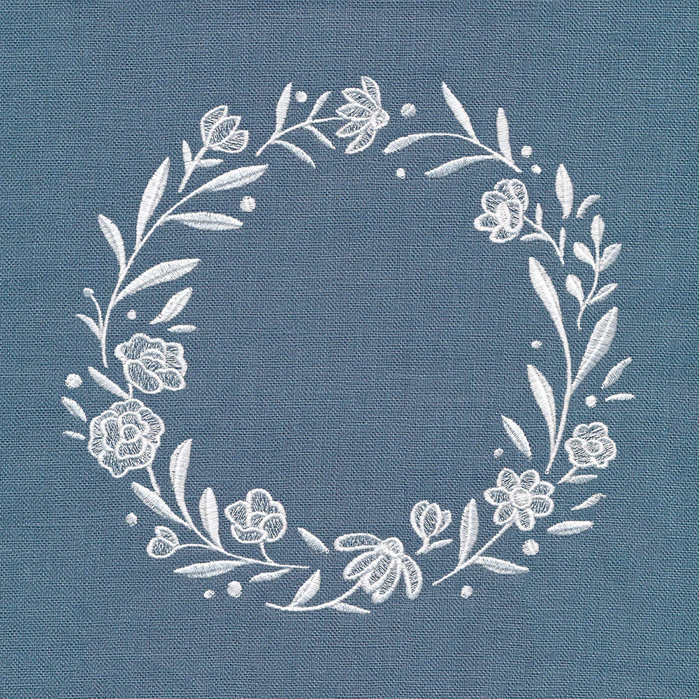 Heirloom Flowers - Wreath (Whitework) - Image 2