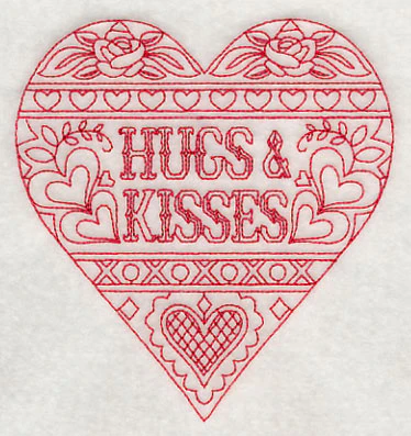 Hugs & Kisses (Redwork) - Image 4