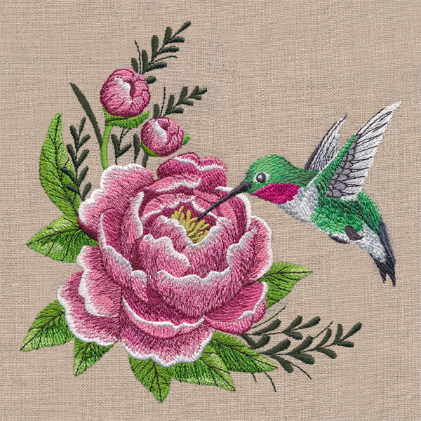 Hummingbird and Peony - Image 3