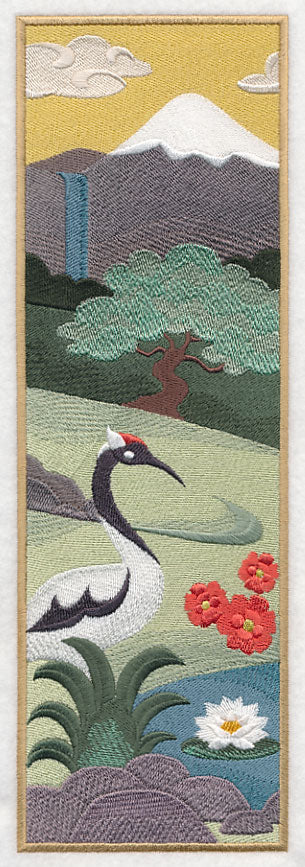 Japanese Garden Panel Scene - Mt. Fuji and Crane - Image 5