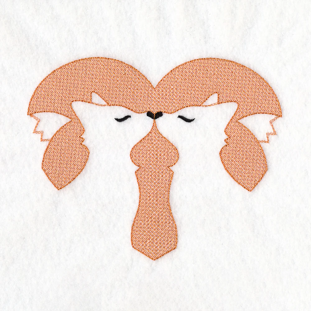 Kissing Foxes Heart (Embossed) - Image 2
