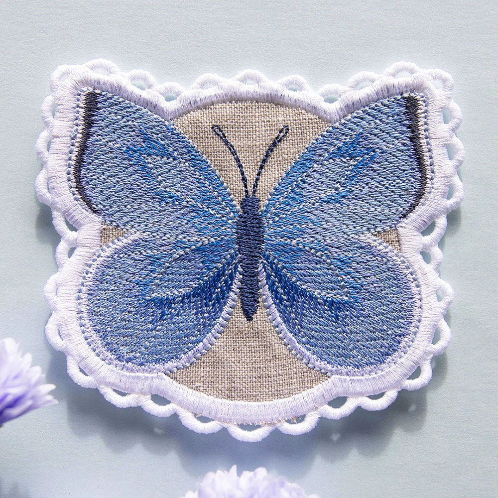 Lace Edge Butterfly Coaster - Spring Azure (In-the-Hoop) - Image 4