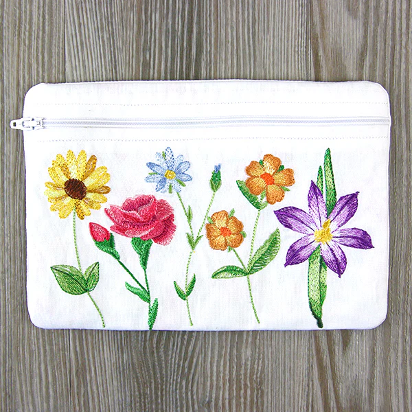 Long-Stemmed Wildflowers Lined Zipper Pouch (In-the-Hoop) - Image 4
