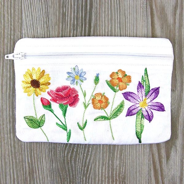 Long-Stemmed Wildflowers Lined Zipper Pouch (In-the-Hoop) - Image 6