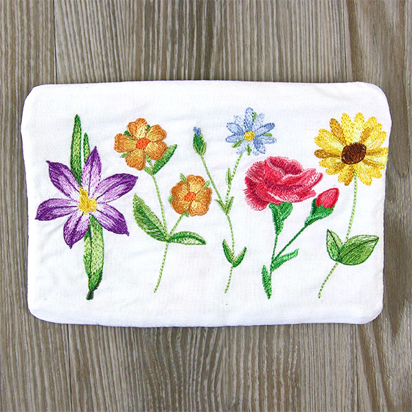 Long-Stemmed Wildflowers Lined Zipper Pouch (In-the-Hoop) - Image 7