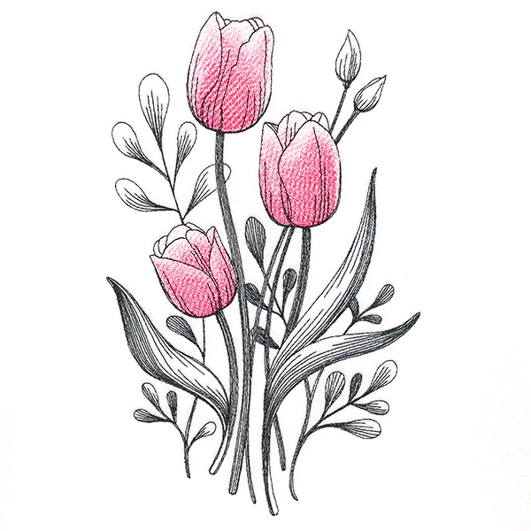 Lovely Tulip Etching - Image 2