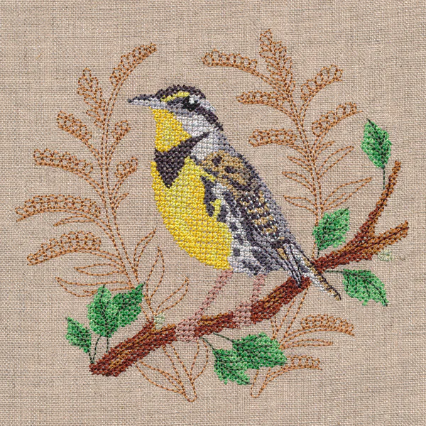 Meadowlark with Delicate Branches (Cross Stitch) - Image 3