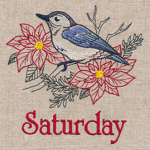 Merry Saturday - Nuthatch with Poinsettias - Image 3
