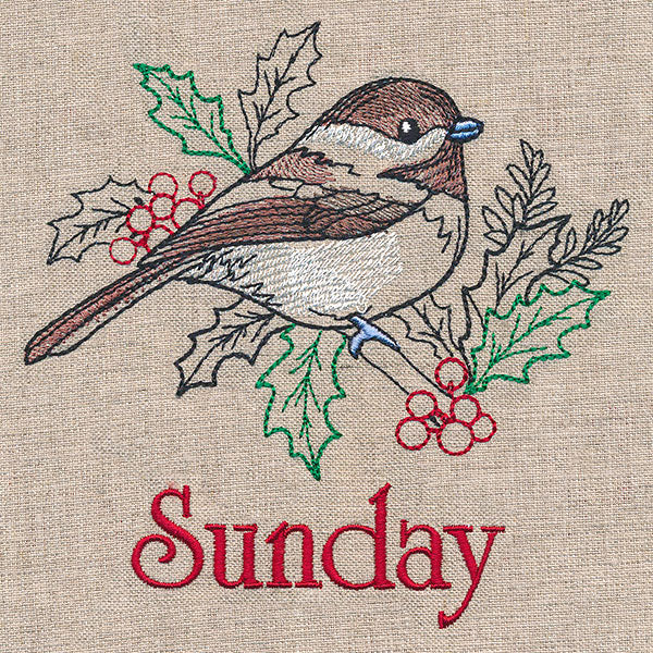 Merry Sunday - Chickadee with Holly - Image 3