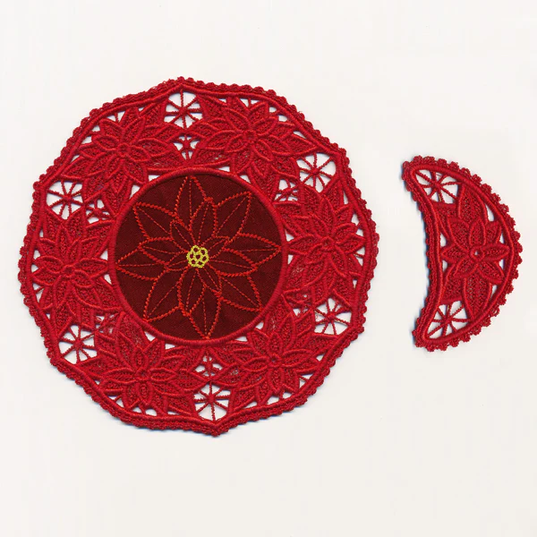 Poinsettia Fabric Doily (Lace) - Image 8