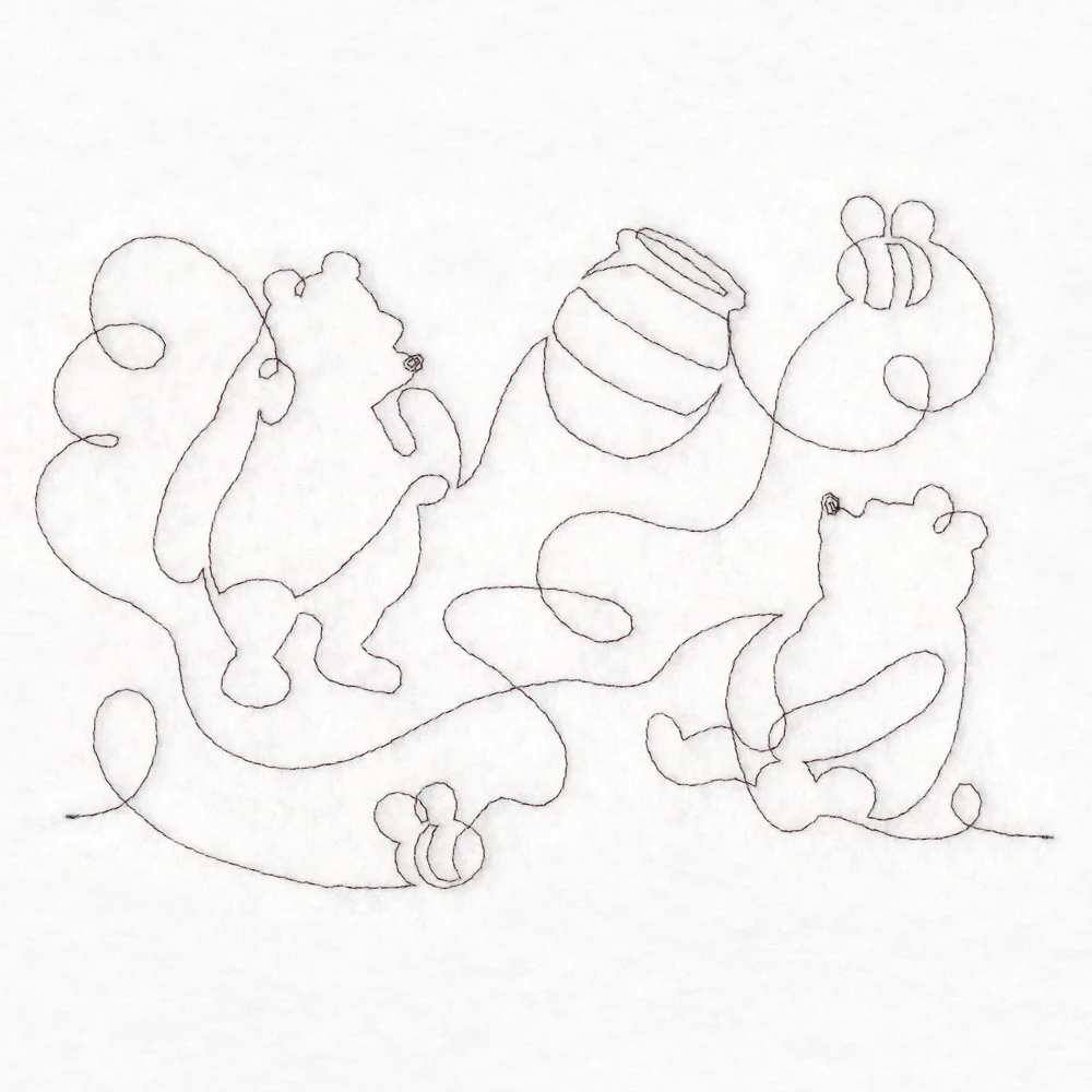 Pooh Bear Honey and Bees Sketch (Edge-to-Edge Quilting) - Image 4
