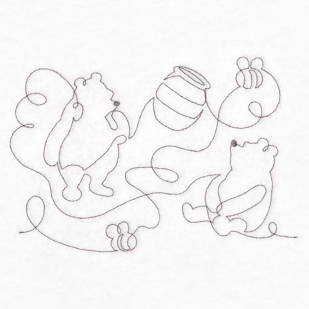 Pooh Bear Honey and Bees Sketch (Edge-to-Edge Quilting) - Image 5