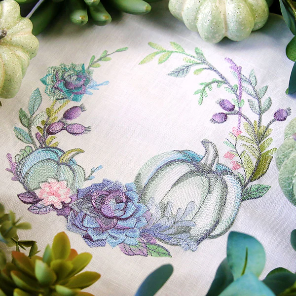 Pumpkin and Succulent Wreath in Watercolor - Image 9