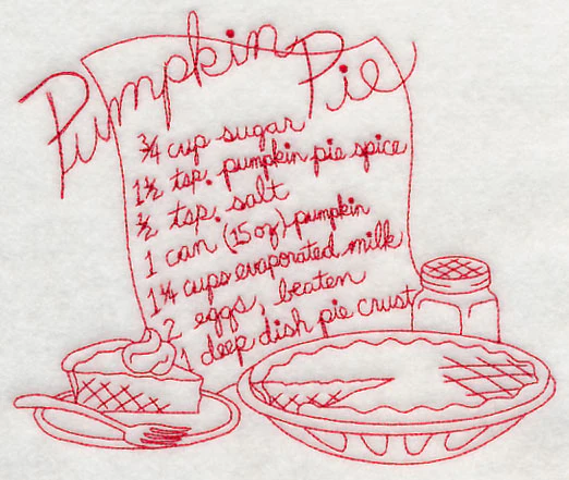 Pumpkin Pie Recipe (Redwork) - Image 2