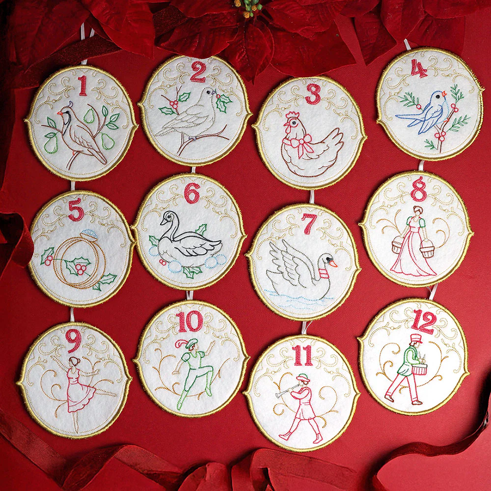 Regal 12 Days of Christmas - Five Golden Rings Ornament (In-the-Hoop) - Image 2