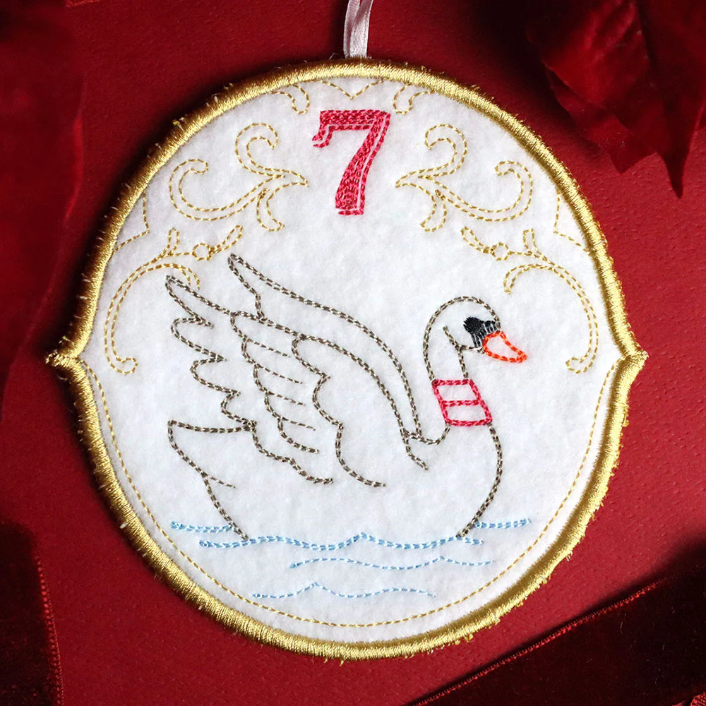 Regal 12 Days of Christmas - Seven Swans-A-Swimming Ornament (In-the-Hoop) - Image 4