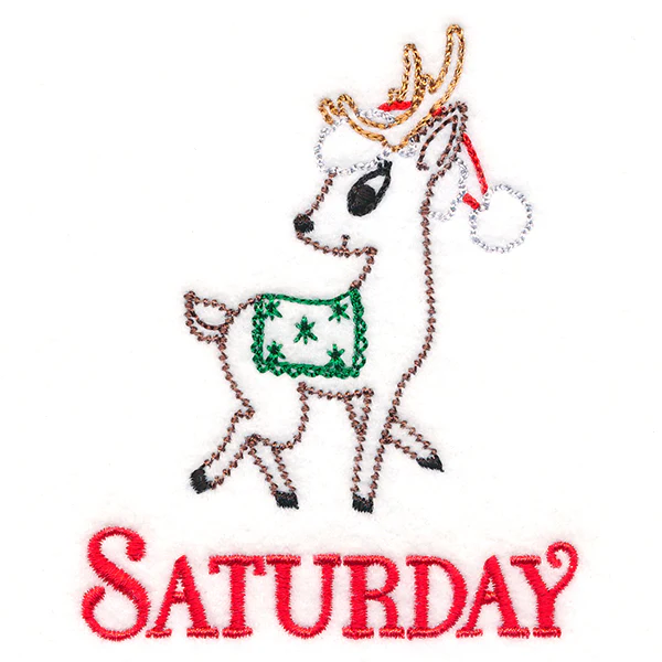 Retro Reindeer with Santa Hat on Sunday (Vintage) - Image 2
