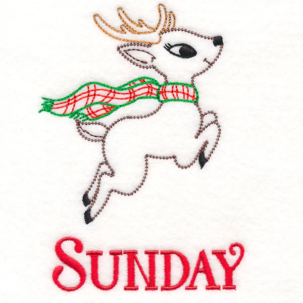 Retro Reindeer with Scarf on Sunday (Vintage) - Image 3
