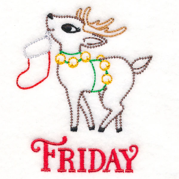 Retro Reindeer with Stocking on Friday (Vintage) - Image 2
