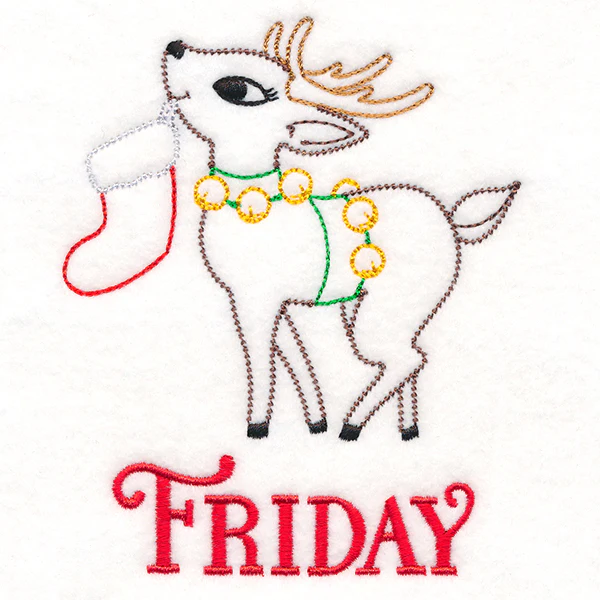 Retro Reindeer with Stocking on Friday (Vintage) - Image 3