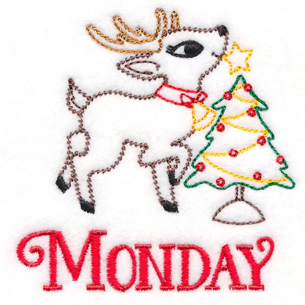 Retro Reindeer with Tree on Monday (Vintage) - Image 2