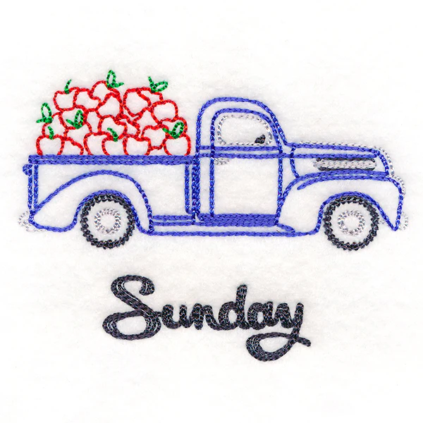 Retro Truck With Apples on Sunday (Vintage) - Image 2