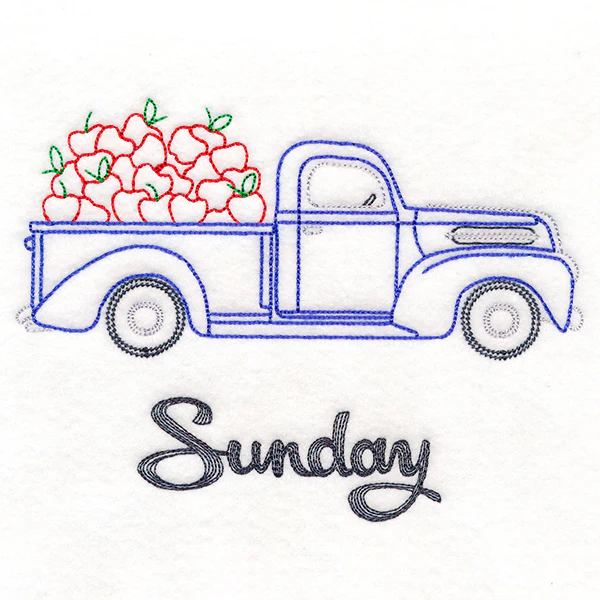 Retro Truck With Apples on Sunday (Vintage) - Image 3
