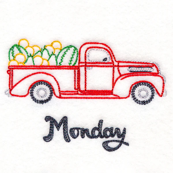 Retro Truck With Fruit on Monday (Vintage) - Image 2