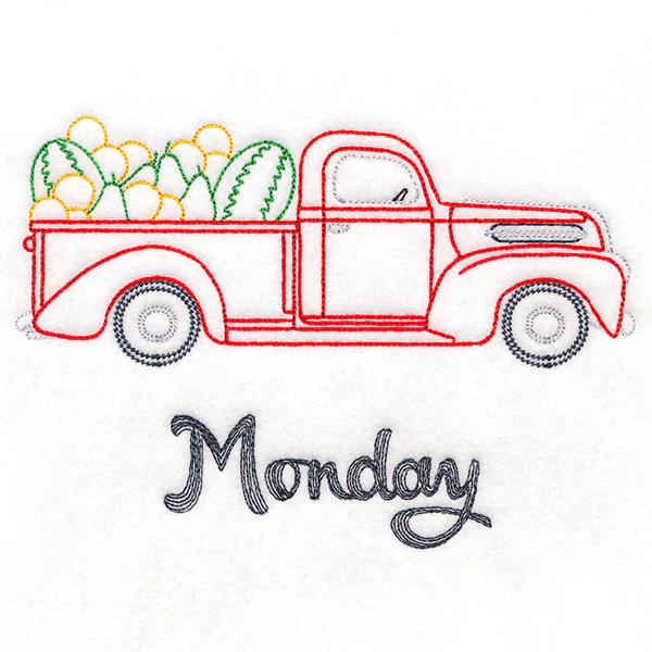 Retro Truck With Fruit on Monday (Vintage) - Image 3