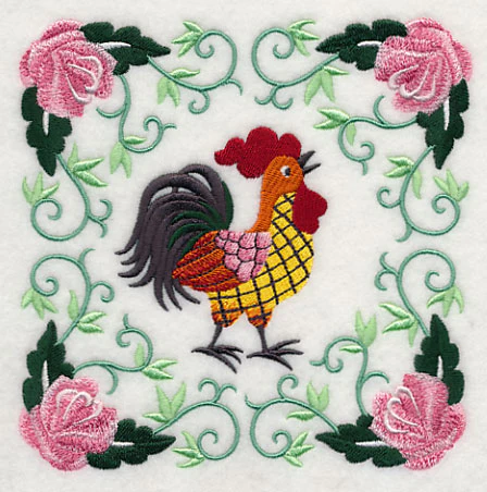 Rooster and Roses Square - Image 3