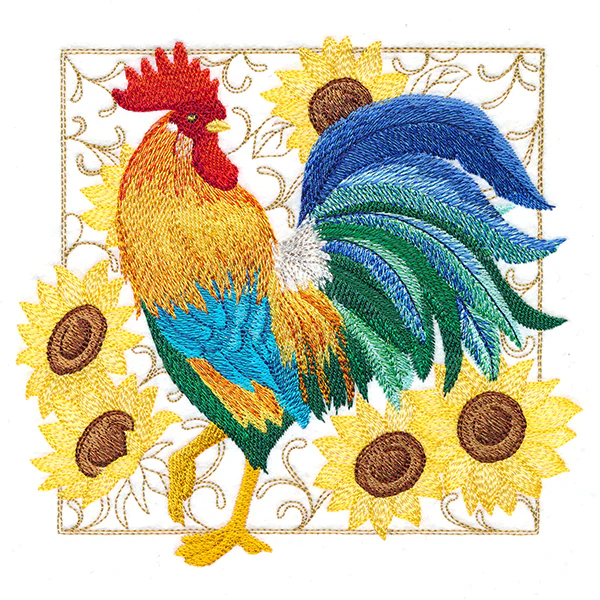 Rooster & Sunflower Square - Image 4