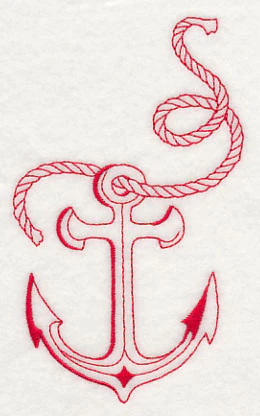 Sailing the Ocean Blue - Anchor (Redwork) - Image 3