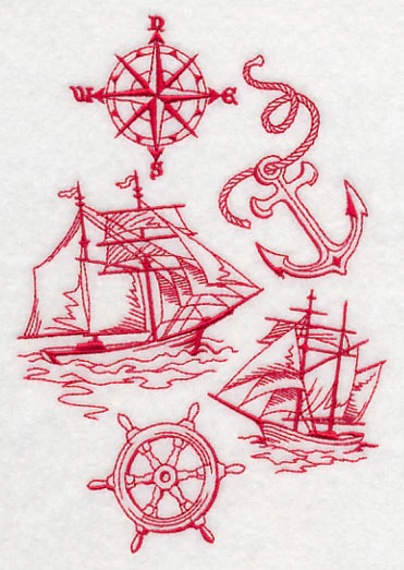 Sailing the Ocean Blue (Redwork) - Image 4