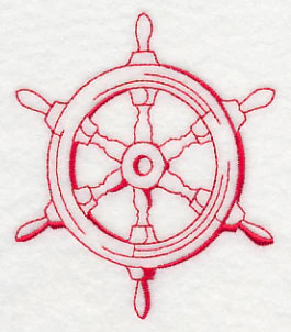 Sailing the Ocean Blue - Ship's Wheel (Redwork) - Image 3