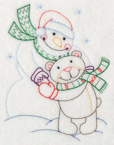 Snowman and Teddy Bear (Vintage) - Image 3