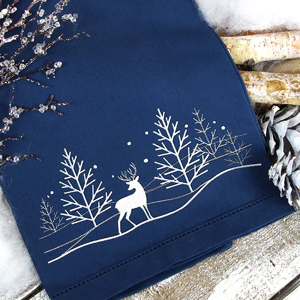 Snowy Deer Scene Border - Image 2