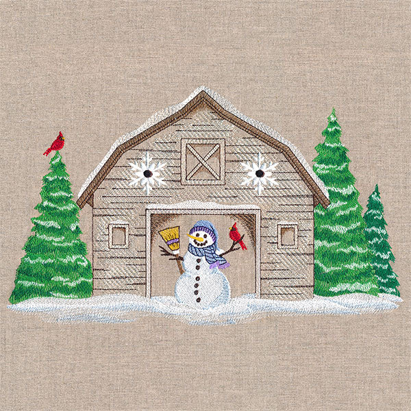 Snowy Winter Barn Scene - Image 2