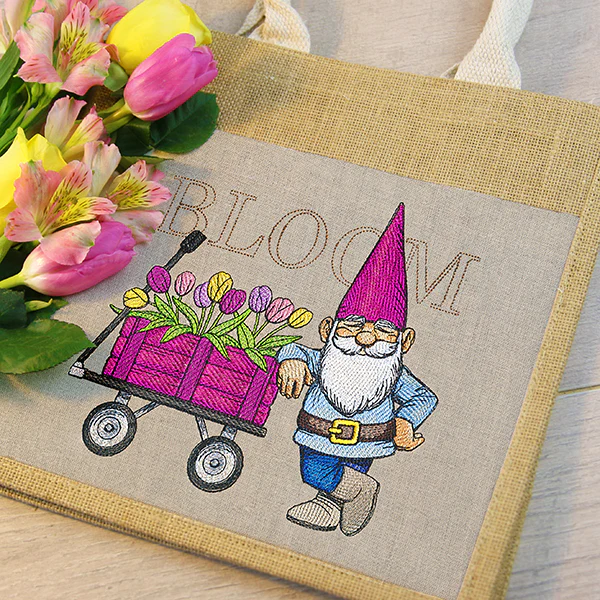 Spring Gnome with Tulip Wagon - Image 2