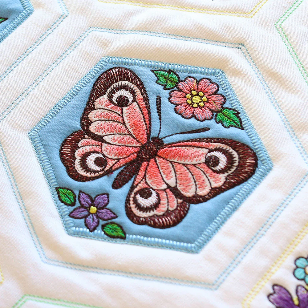 Springtime Quilt Hexagon - Butterfly (Applique) - Image 5