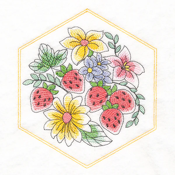 Sweet Fruit Quilt Hexagon - Fruit and Blooms - Image 3